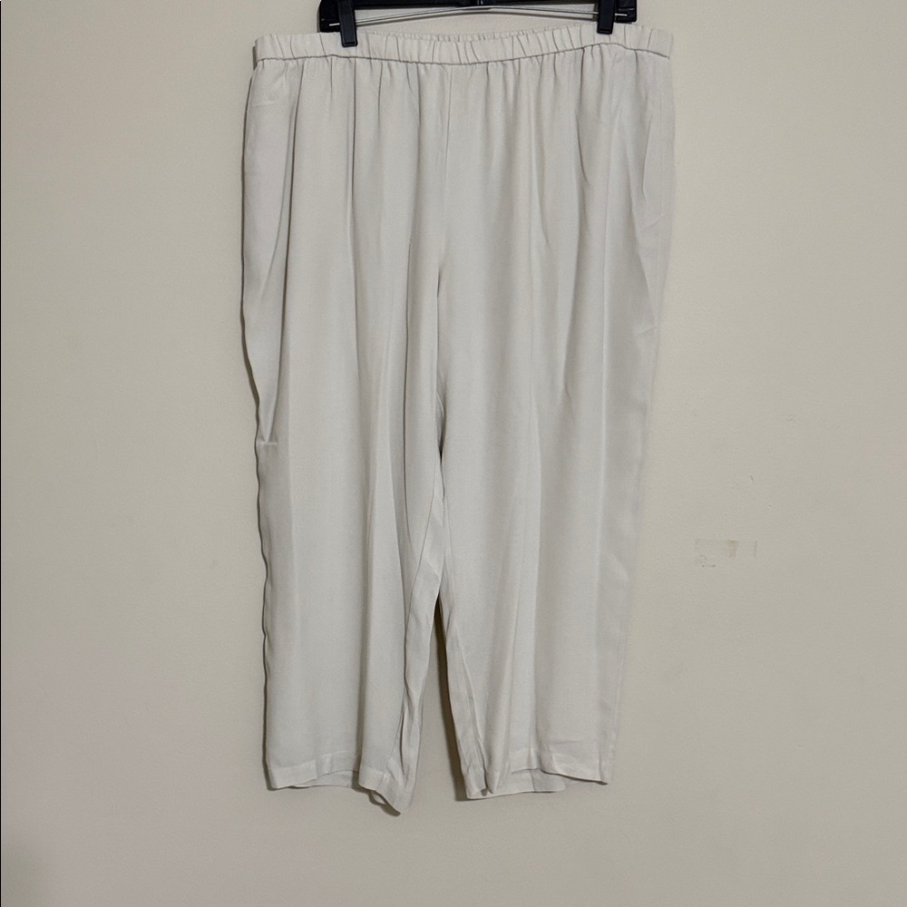 Eilleen Fisher Pant trousers women XL pull on elastic waist 100% silk casual lux